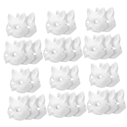 Milisten 30Stücke DIY Leere Katzenmasken zum Bemalen Kreative Papiermasken für Bastelmaske für Partys und Veranstaltungen Unbemalte Masken für Kreative Projekte von Milisten