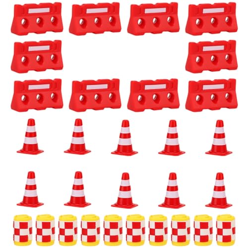 Milisten 30Stücke Mini Verkehrszeichen Teiliges Lernspielzeug Für Roten Kegeln Roten Absperrungen Und Gelben Warnböcken Für Verkehrserziehung Und Interaktives von Milisten