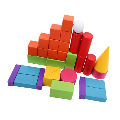 Milisten 32 Stück Teiliges Holzspielzeug Geometrische Formen Lernset mit Modellen Pädagogisches Mathe Modell für Formenerkennung und Schulunterricht von Milisten