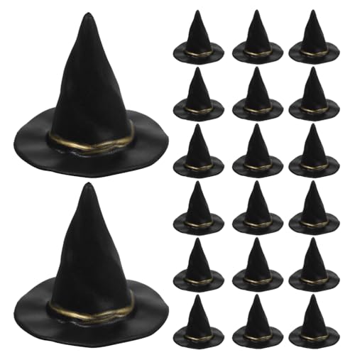 Milisten 36 Stück schwarze Mini-Hexenhüte: Winzige Zaubererhüte für Bastelarbeiten, Puppenzubehör und Urlaubskunstprojekte – Mini-Kappe für Halloween-Partys von Milisten