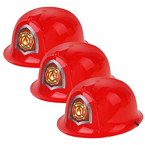 Milisten 3Stücke Feuerwehrhelm aus Plastik für Kinder Feuerwehrmann Kostüm Zubehör für Rollenspiele Feuerwehrparty Kostümpartys Halloween von Milisten