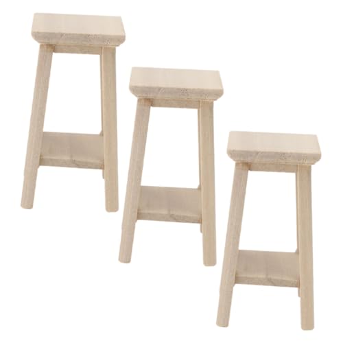Milisten 3Stücke Mini Hocker Für Puppenhaus Kleine Möbel Aus Holz Für DIY Bastelprojekte Hockermodelle Als Zubehör Für Puppenhaus Und Displays von Milisten