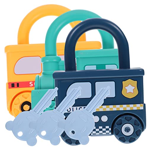 Milisten 3Stücke Schloss und Schlüssel für Vorschulkinder Feinmotorikspielzeug Lernfähigkeiten Geeignet für Jungen und Mädchen Ab Jahren Farblich Gemischt Bus von Milisten