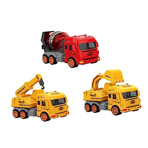 Milisten 3Stücke Teiliges Set Trägheitsspielzeug für Bagger Kran und Mischwagen Technisches Fahrzeugspielzeug für Kleinkinder Lehrreich und Unterhaltsam für Jungen von Milisten