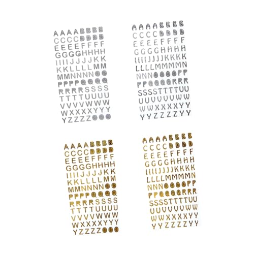 Milisten 4 Blätter DIY Buchstaben Sticker Bögen mit Goldenen und Silbernen Buchstaben für Scrapbooking Tagebuch und Fotoalben Selbstklebende Dekoration für Kreative Projekte und von Milisten
