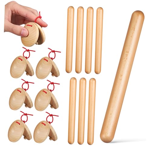 Milisten 4 Paare Holz Rhythmusstäbe und Fingerklappern Kindgerechtes Percussion Instrument aus Hochwertigem Holz Sicher Poliert Geeignet für Ab Monaten Musikspielzeug für Kindergarten und Milisten 4 Paare Holz Rhythmusstäbe und Fingerklappern Kindgerechtes Percussion Instrument aus Hochwertigem Holz Sicher Poliert Geeignet für Ab Monaten Musikspielzeug für Kindergarten und von Milisten