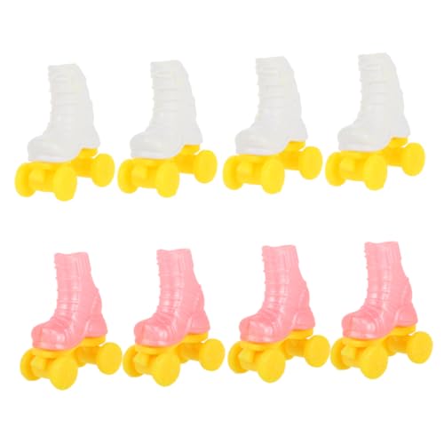 Milisten 4 Paare Roller Skates Mini-Rollschuhe für Puppe Mini-Schlittschuhe für Puppe Puppen-Skating-Werkzeug Mini-Schuhe Mini- -Layout-Requisiten Puppe dekorativer Schlittschuh Plastik von Milisten