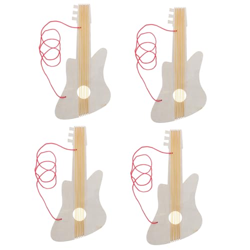 Milisten 4 Sätze Gitarrenmalerei für Basteln mit Holzgitarren Holzgitarre für Kindergitarre Gitarrenfarbe Blanko-Scheiben zum Basteln aus Holz hölzern Beige von Milisten