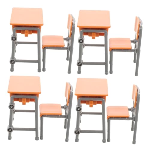 Milisten 4sätze Miniatur Schulmöbel Teiliges Aus Schreibtisch Und Stühlen Für Puppenhaus Charmante Klassenzimmer Dekoration Und Spielzeug Für Kreative Rollenspiele von Milisten