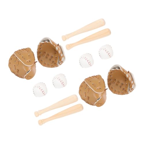 Milisten 4 Sätze Puppenhaus Baseball Baseball-Mini-Dekorationen Vorgibt Mini-Baseball- Dekorativer Mini-Baseball Kleines Hauszubehör Mini-Baseballs Rollenspielset Khaki Leder von Milisten