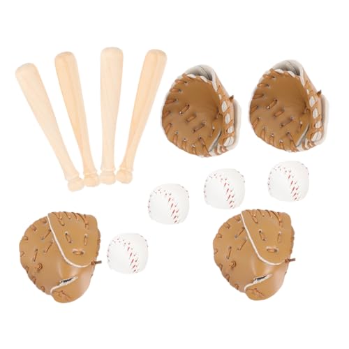 Milisten 4 Sätze Puppenhaus Baseball Vorgibt Miniaturen Zum Basteln Mini-sportspielzeug Mini-hausversorgung Baseball -mini - Rollenspielset Hölzern Khaki von Milisten