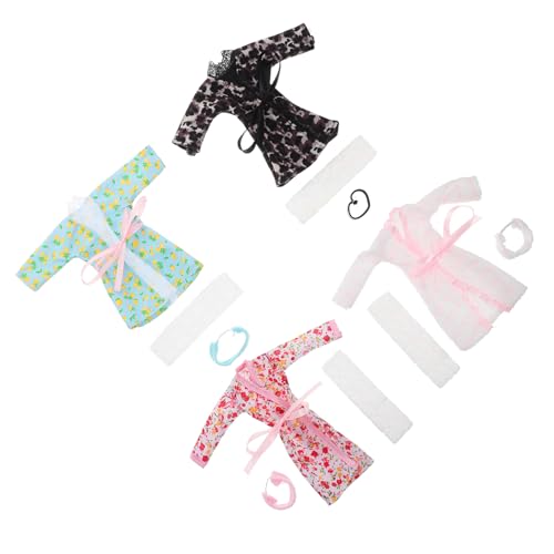 Milisten 4 Stück Puppen Pyjama Bademantel mit Handtuch und Stirnband für Kleiner Puppen Vielseitige Schlafkleidung für Kreatives Ankleide Spiel von Milisten