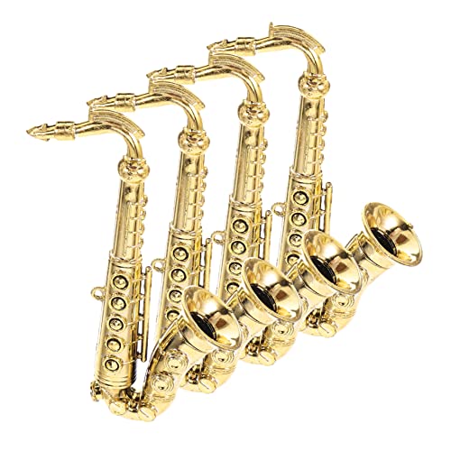 Milisten 4 Stck Teiliges Goldenes Kunststoff Saxophonmodell Lebensecht und Dekorativ für DIY Bastelarbeiten Kinderanhänger und Kreative Raumdekoration von Milisten