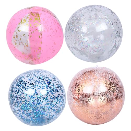 Milisten 4 Stück Aufblasbare Strandbälle mit Glitzer PVC Beach Balls für Sommerpartys Pool und Gartenaktivitäten Leuchtende Farben Blau Silber Gold Milisten 4 Stück Aufblasbare Strandbälle mit Glitzer PVC Beach Balls für Sommerpartys Pool und Gartenaktivitäten Leuchtende Farben Blau Silber Gold von Milisten