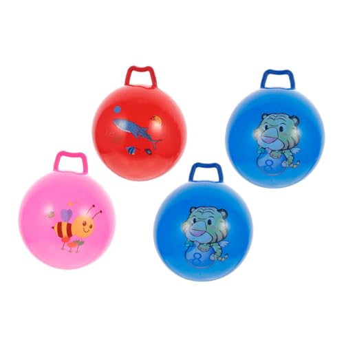 Milisten 4 Stück Aufblasbare mit Griff Hüpfbälle für Jungen und Mädchen Outdoor Springbälle für Balance Bewegungsspiele Leichte und Tragbare Spielzeuge von Milisten