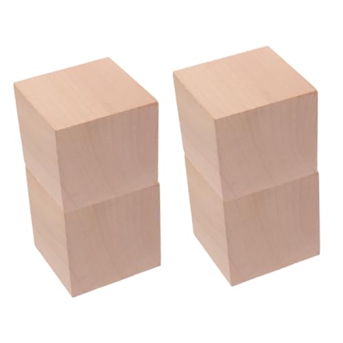 Milisten 4 Stück Bausteine ​​lehrmittel Leere Holzwürfel Holzklötze Pädagogisches Blockspielzeug Mini-holzblöcke Holzhandwerk Vorschulspielzeug Khaki Hölzern von Milisten