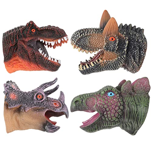 Milisten 4 Stück Dinosaurier-Handpuppe Handpuppen Handpuppenspielzeug für Geschichte sprechende Handpuppe Tierpuppen Puppen mit beweglichem Mund Handpuppe für Vinyl von Milisten