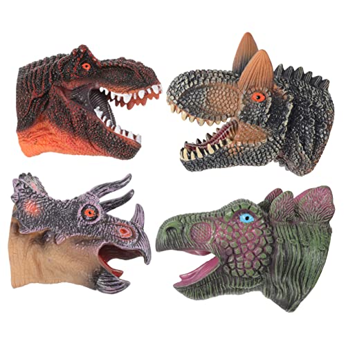 Milisten 4 Stück Dinosaurier Handpuppen Spielzeugpuppen Kinderhandspielzeug Handpuppe Für Interaktives Kinderhandpuppe Geschichtenerzähl Handpuppe Kinderspielzeug Handtier von Milisten