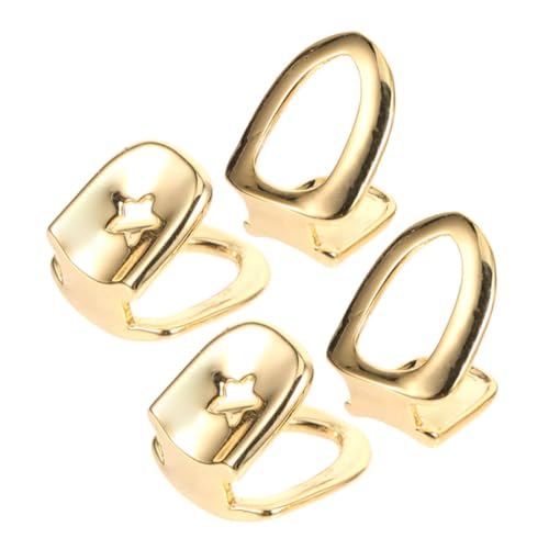 Milisten 4 Stück Goldfarbene Einzelzahn Grills Realistische Zahnkappe Passend Hip hop Schmuck für Partys Cosplay und Bühnenauftritte von Milisten