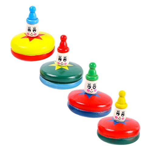 Milisten 4 Stück Holz Teilig Cartoon Design Manuell Drehbar Gyroskop für Drinnen und Draußen Geschenkidee für Junge Mädchen Jungen von Milisten