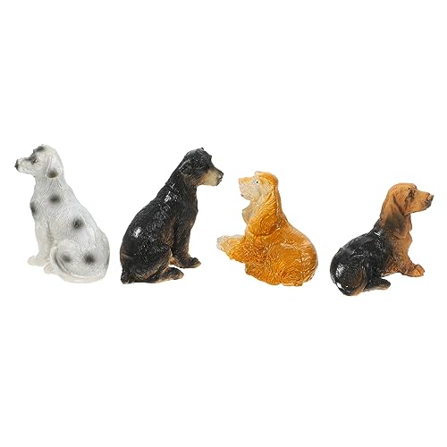 Milisten 4 Stück Hund Figuren aus Harz Teiliges Puppenhaus Zubehör für Mikrolandschaften Realistische Dekoration für Wohnräume von Milisten