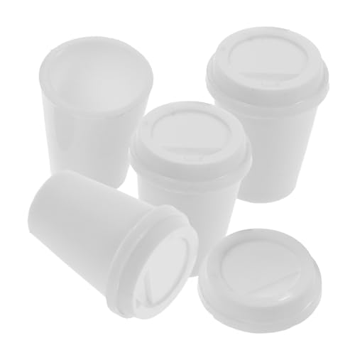 Milisten 4 Stück Kaffeetassenmodell Mini-milchteetasse Kleine Kaffeetassen Kleine Espressotassen Minitassen Für Kaffee Mini-kaffeetassen Zum Basteln Puppenhaus-getränkebecher Weiß Plastik von Milisten
