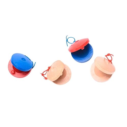 Milisten 4 Stück Kastagnetten aus Holz Musikspielzeug für Holz Castanet Frühpädagogisches Fingerkastagnetten für die musikalische Früherziehung Hölzern von Milisten