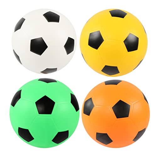 Milisten 4 Stück Kinderfußballset Aufblasbare Bälle für Weiche Spielzeuge Weiß Gelb Orange und Grün für Drinnen und Draußen aus Strapazierfähigem von Milisten