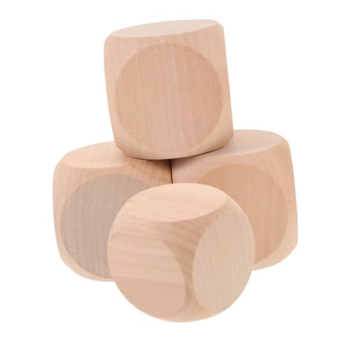 Milisten 4 Stück Leere Holzwürfel für DIY Basteln und Spiele Unbehandelte Holzklötze zum Bemalen Robuste Blanko Würfel für Party Bastelprojekte und Dekoration von Milisten