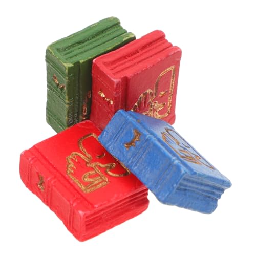Milisten 4 Stück Mini Buch Ornamente Winzige Bücher Puppenhaus Minibuch Miniatur Ausstellungsregal Buchmodell Mini Puppenhaus Zubehör Puppenhaus Miniaturen Mini Bücher Zum Basteln von Milisten