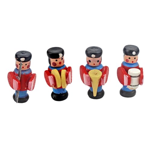 Milisten 4 Stück Mini Holz Trommler Figuren Puppenhaus Zubehör Holzfiguren für DIY Puppenhaus Dekoration Schlafzimmer Ornament von Milisten