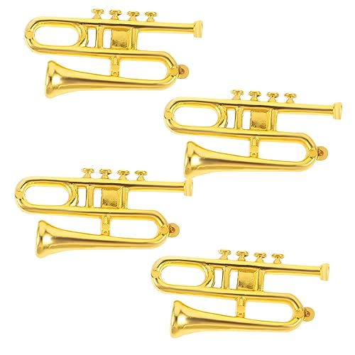 Milisten 4 Stück Mini-Musikinstrument-Ornamente Puppenhauszubehör Miniatur -Dinge Miniatur Musikinstrumente Dekoration Mini-Instrument- Winzige Musikinstrumente Golden Plastik von Milisten