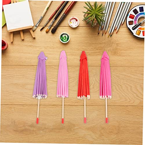 Milisten 4 Stück Mini Ölpapierschirme Bunte DIY Handbemalte Kindergarten Deko Fotorequisiten Kleine Hängende Regenschirme Rot Rosa von Milisten