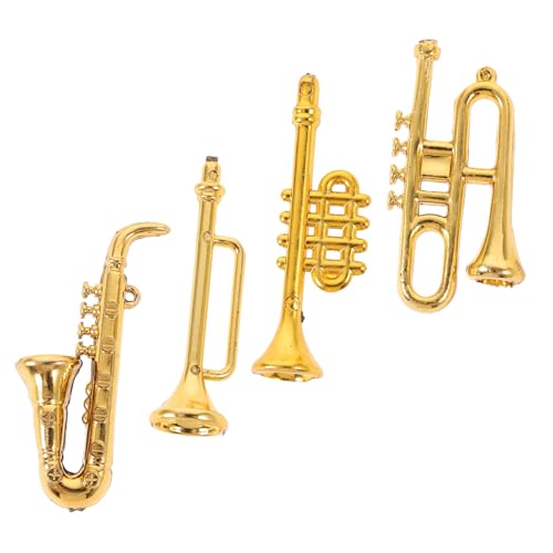 Milisten 4 Stück Mini Saxophon Modell Musikalisches Puppenhaus Gitarrenmodell Miniatur Puppenhaus Zubehör Puppenhaus Mini Instrumente Saxophon Mini Herstellung Trompete von Milisten