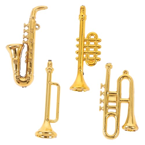 Milisten 4 Stück Mini Saxophon Modell Winziges Trompete Miniaturen Zubehör Puppen Mini Gitarre Miniatur Gitarrenmodell Musikalisches DIY Minihaus Puppenhausbau von Milisten