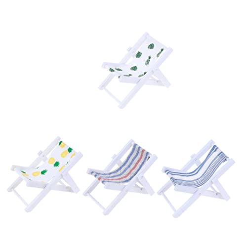 Milisten 4 Stück Mini Strandstuhl Teiliges Miniatur Strandstuhl Deko für Puppenhäuser Leicht und Platzsparend für DIY von Milisten