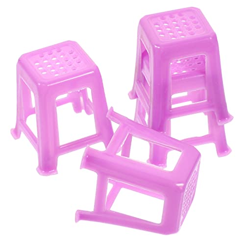 Milisten 4 Stück Mini-Stuhlmodell Mini-Möbelverzierung Mini -Stuhlmodell Mini-Hausfiguren Miniatur-Hocker zum Basteln Puppenstubenstühle Mini Möbel Mini-Hocker Mini-Stühle Plastik Violett von Milisten
