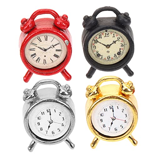 Milisten 4 Stück Mini-Uhrenmodell für Uhr Dekoration klein einfach Miniatur-Basteluhren kinderspielzeug Miniatur-Schlafzimmer-Accessoire Miniaturspielzeug Legierung von Milisten