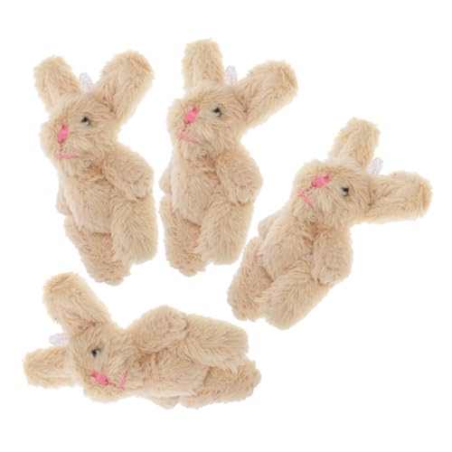 Milisten 4 Stück Miniatur-Kaninchenpuppe Cuddly Bunny Cute Decor Plush Toy plushbit nachsprechende stofftiere kinderspielzeug puppenhaus Mini-Tierpuppe kleines Hauszubehör Plüsch Khaki von Milisten