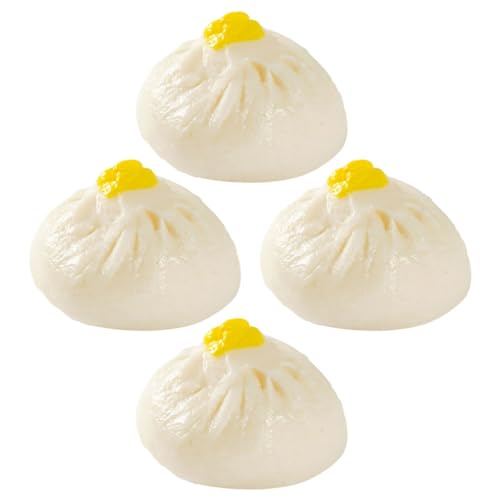 Milisten 4 Stück Modell Mit Puddingbrötchen Fotografie -Requisite Simuliertes Gedämpftes Gefülltes Brötchen Dampfbrötchen-Modell Probieren Spielküchenzubehör PVC von Milisten