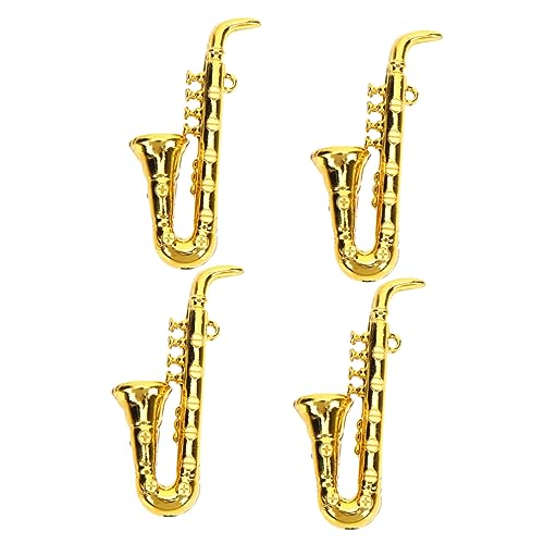 Milisten 4 Stück Puppenhaus Mini Saxophon Instrumente Musikinstrument Puppenhaus Kinderspielzeug Miniatur Instrumentenmodell Winzige Fingerminiaturen Puppenhaus Puppenhaus Goldener von Milisten