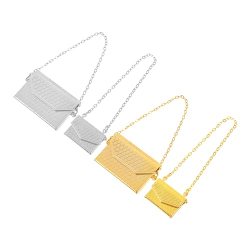 Milisten 4 Stück Puppenhaus Miniatur Metall Taschen Realistische Schultertaschen in Silber und Gold Langlebige Puppenzubehör für Kreative Spielfiguren und Sammler von Milisten