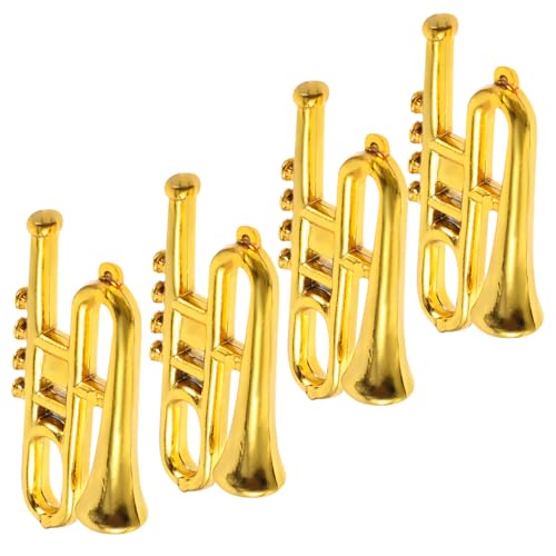 Milisten 4 Stück Puppenhaus-mini-Musikinstrument-Ornamente Spielzeuginstrument Aus Kunststoff Mini-instrumentenmodell Winziges Instrument Miniatur-musikinstrumente- Plastik Golden von Milisten