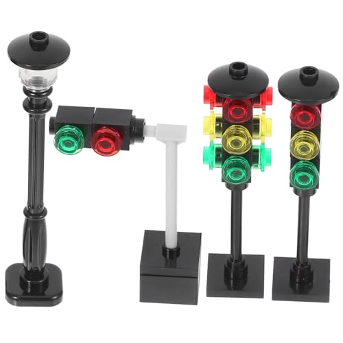 Milisten 4 Stück Signallichtschild- früh Kind Puppenhaus-Ampel Mini-Ampel Miniatur Ampel-Modellspielzeug Ampelspielzeug für Spielset Lampe Lernen Verkehr Tisch Rot Abs Schwarz von Milisten