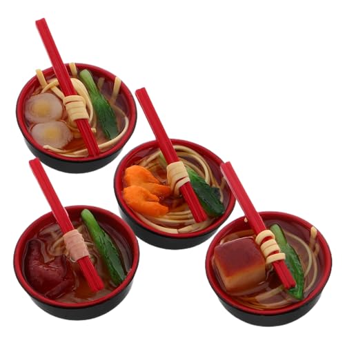 Milisten 4 Stück Simulation Lebensmittelmodell realistisches Simulationsnudelmodell Künstliches Lebensmittelornament aus Kunststoff Miniatur-Schüssel Mini-Essen PVC Black von Milisten