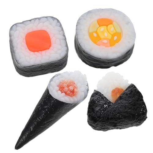 Milisten 4 Stück Simulations-Sushi-Modell deko Essen lebensechtes Sushi-Modell lebensechtes Onigiri-Modell simuliertes Sushi-Modell Sushi- für Imbisswagen PVC von Milisten