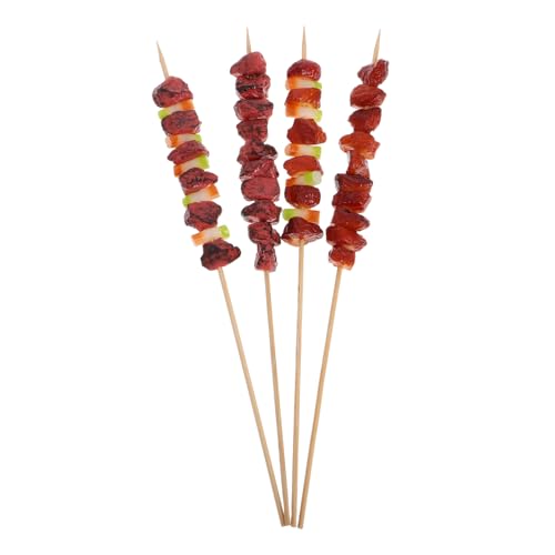 Milisten 4 Stück Simulierte Grillspieße So tun, als ob Sie Grillspielzeug Lebensmittelspielzeug für die Küche Simulation von Grillspießen puppenhaus Essen Miniatur PVC von Milisten