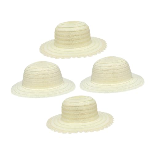 Milisten 4 Stück Strohhüte zum Bemalen Weiße DIY Bastelhüte mit Spitze Sommer Sonnenhüte für Jungen und Mädchen Malset für Familien Outdoor Aktivitäten von Milisten