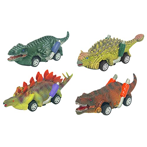 Milisten 4 Stück Teiliges Dinosaurier Spielzeugauto Langlebige Zugauto Modelle mit Realistischem Design Robuste Kunststofffahrzeuge für Ab Jahren Pädagogisches Ziehfahrzeugspielzeug für von Milisten