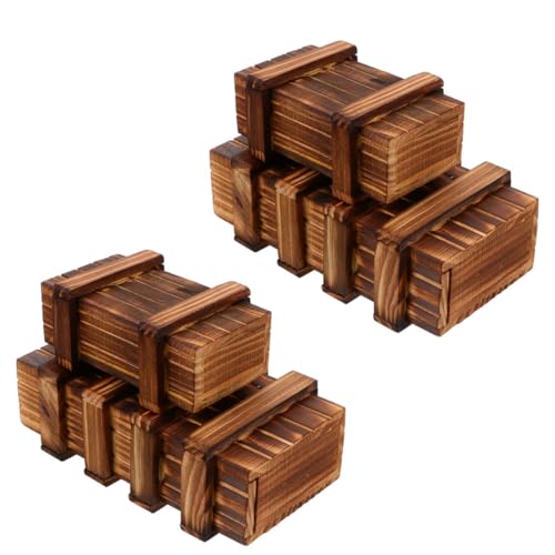 Milisten 4 Stück Teiliges Holzpuzzle Sicherem Geheimfach Pädagogisches Denkspielzeug für Iq testspiel Fördert Eltern Junge Mädchen Kommunikation als Geschenk zu Geburtstag und Weihnachten von Milisten